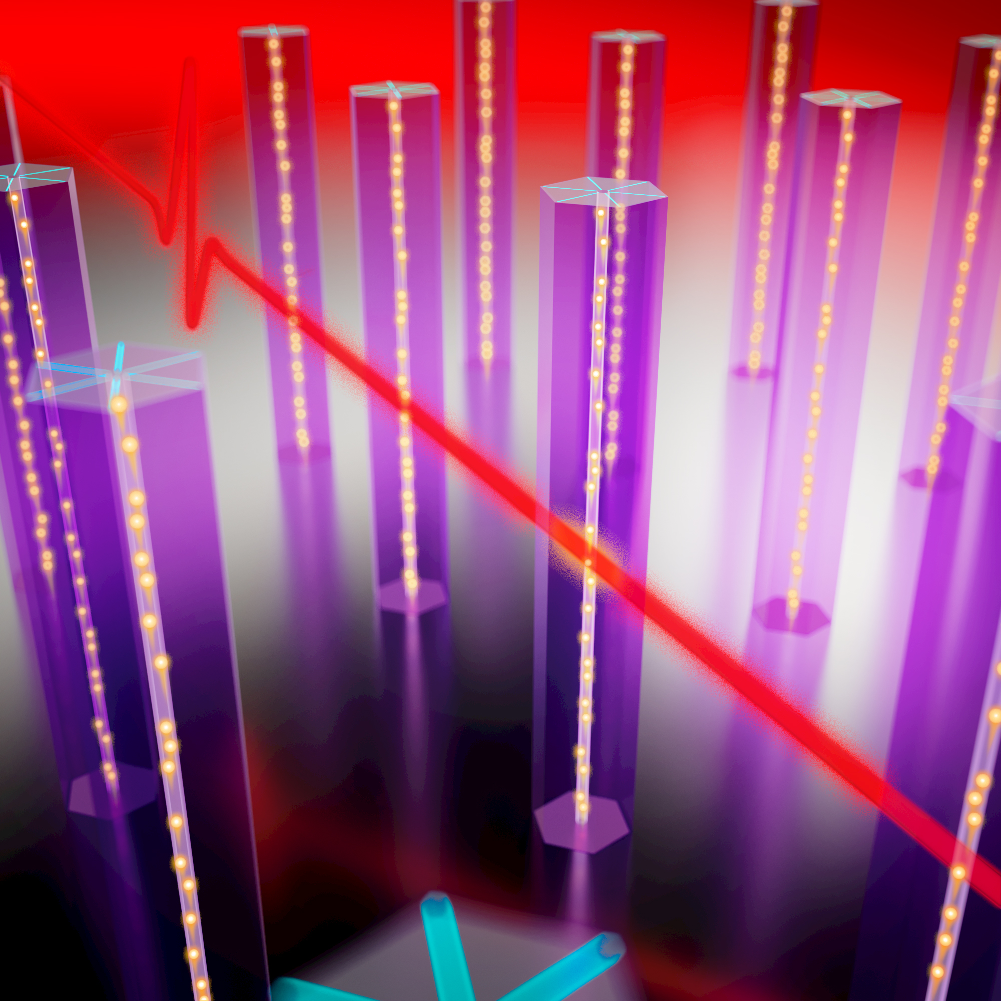Terahertz spectroscopy measurements showed that the strained core of semiconductor nanowires can host fast moving electrons, a concept that could be employed for a new generation of nano-transistors. @ HZDR/Juniks