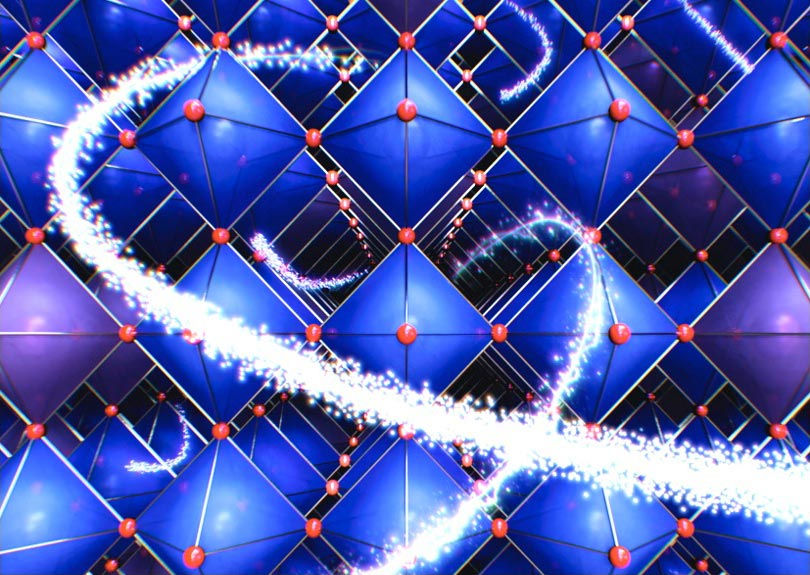 Proton highways built by scandium. Digital image of the formation of proton transfer pathways in BaSnO₃ and BaTiO₃ thanks to high concentrations of scandium substitutions.