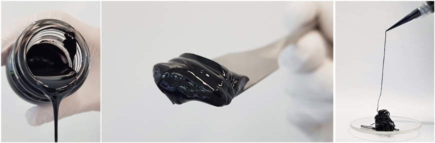 Liquid and paste: Van der Waals inks in three consistencies for flexographic printing, screen printing and extrusion printing. @ Empa