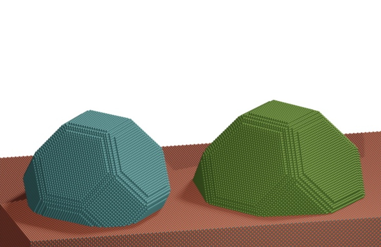 The particle in preferred orientation (right) and the slightly twisted one (left) differ in shape and thus in function. @ DESY, Vedran Vonk