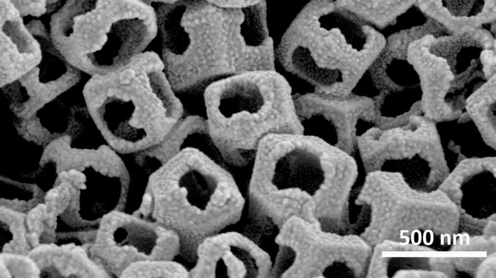 Structure of the etched open-pore MOF. @ Wei Xia