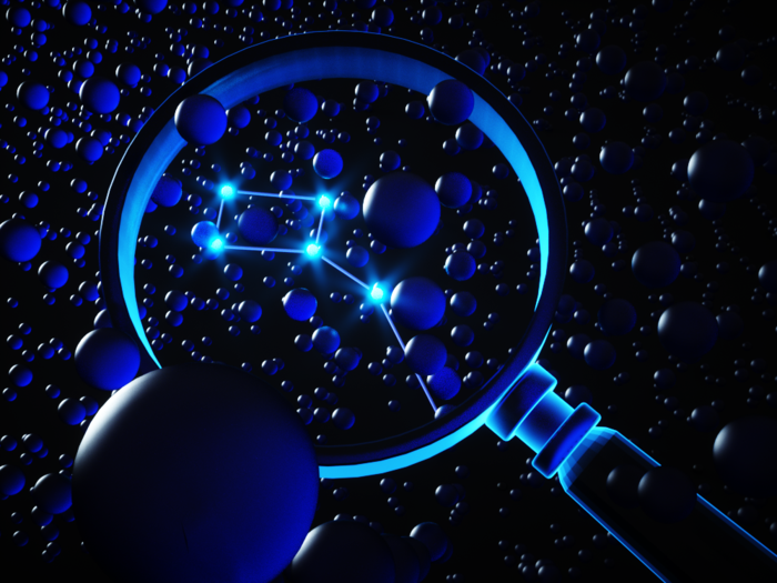 An artist’s impression of how the researchers used x-ray tomography as a magnifying lens to see into the inner structure of nanomaterials. @ Oleg Gang/Columbia Engineering
