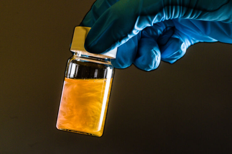 Gold nanowires suspended in water. @ Thor Balkhed