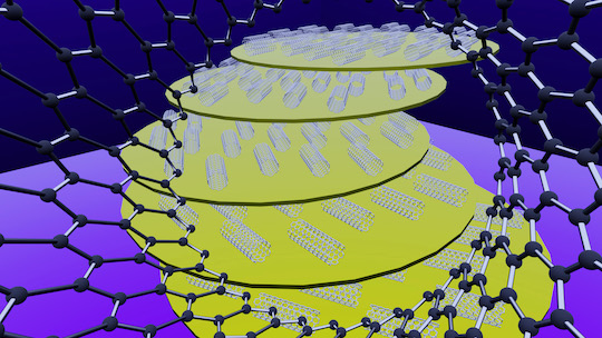Graphic illustration of carbon nanotubes. @ Jacques Doumani/Rice University