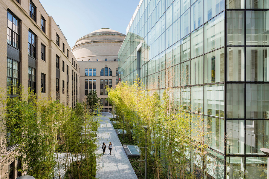 MIT.nano (at right), the Institute’s center for nanoscale science and engineering, will receive more than $40M of estimated private and public investment to add advanced nanofabrication equipment to the facility’s toolsets. @ Anton Grassl