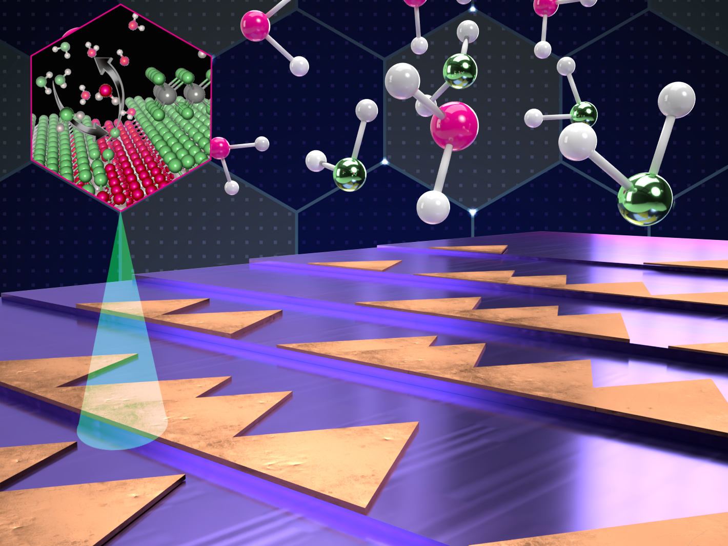 A team of Penn State-led researchers have found that atomic-scale steps on sapphire substrates enable crystal alignment of 2D materials during semiconductor fabrication. Manipulation of these materials during synthesis may reduce defects and improve electronic device performance. @ Jennifer McCann/Penn State / Penn State
