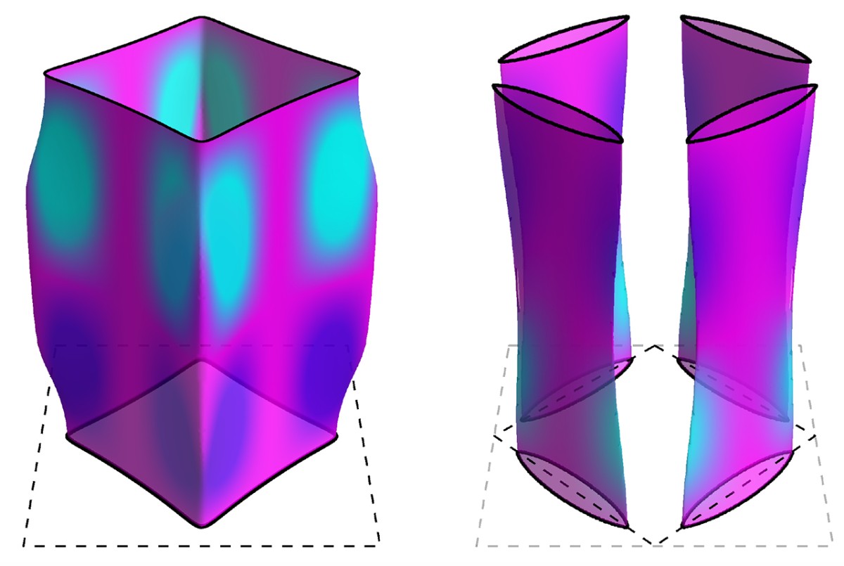 The Fermi surface on the left shows the arrangement of electrons in a copper-oxide high temperature superconductor before the “critical point.” After the critical point, the Fermi surface on the right shows that most electrons vanish. Research by the Brad Ramshaw’s lab connects this disappearance with magnetism. @ Cornell University