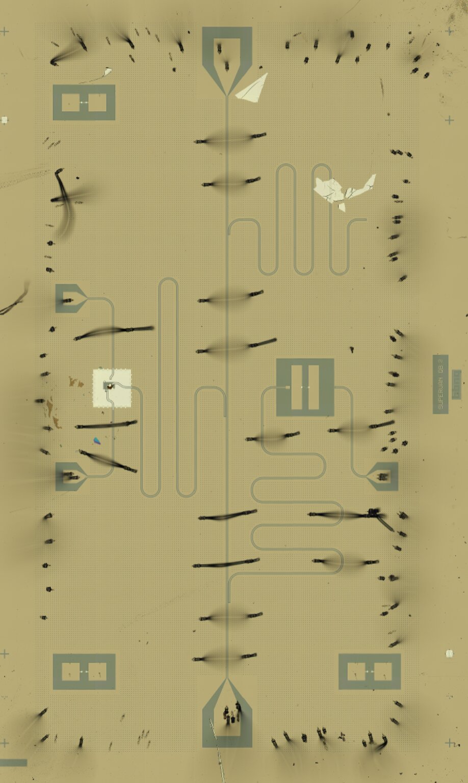 Optical micrograph of the team’s superconducting qubit chip that’s 1,000 times smaller than others made with conventional fabrication techniques. @ Abhinandan Antony et al./Columbia Engineering