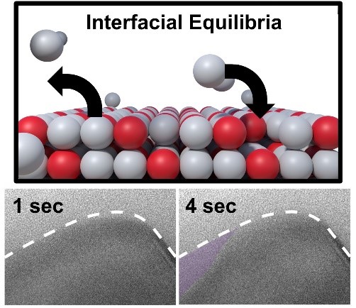 Liquid-solid boundary shrinks inwards with dissolution of bound gallium atoms, and then expands outwards with precipitation (recapture). @ FLEET