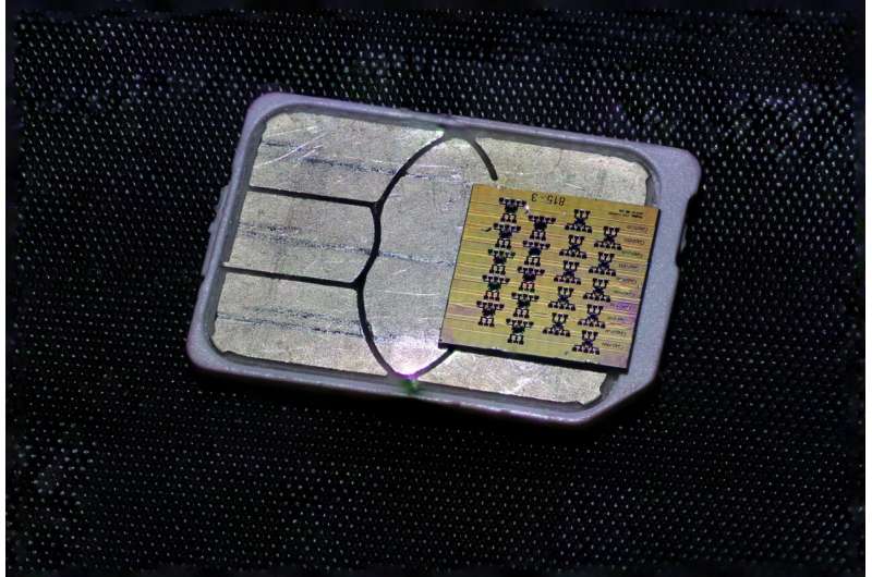 A fabricated piezoMEMS-silicon nitride chips containing multiple optical isolators. @ EPFL