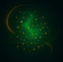 Rendering of dusty nanoparticles suspended in a glowing plasma cloud, where magnetic fields guide their motion and growth, showing how even weak magnetism can reshape matter at the nanoscale. 
