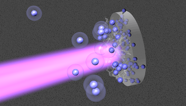 Laser-driven shock waves reaching several million atmospheres break the extremely strong triple-bond of nitrogen molecules and free up a fraction of the L-shell electrons of the dissociated atoms. @ Liam Krauss/LLNL.