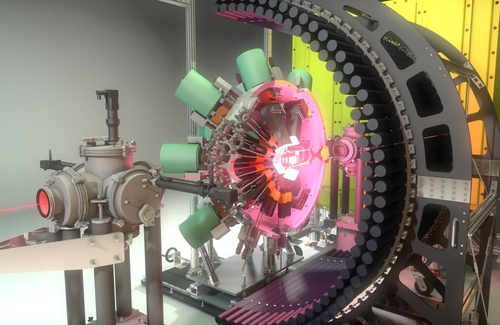 A beam of excited sodium-32 nuclei implants in the FRIB Decay Station initiator, which detects decay signatures of isotopes. @ Gary Hollenhead, Toby King and Adam Malin/ORNL, U.S. Dept. of Energy