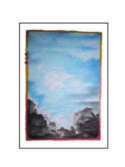 Framed sky IV - houtskool, pastel en oliekrijt op papier - 20 x 30 cm - beschikbaar