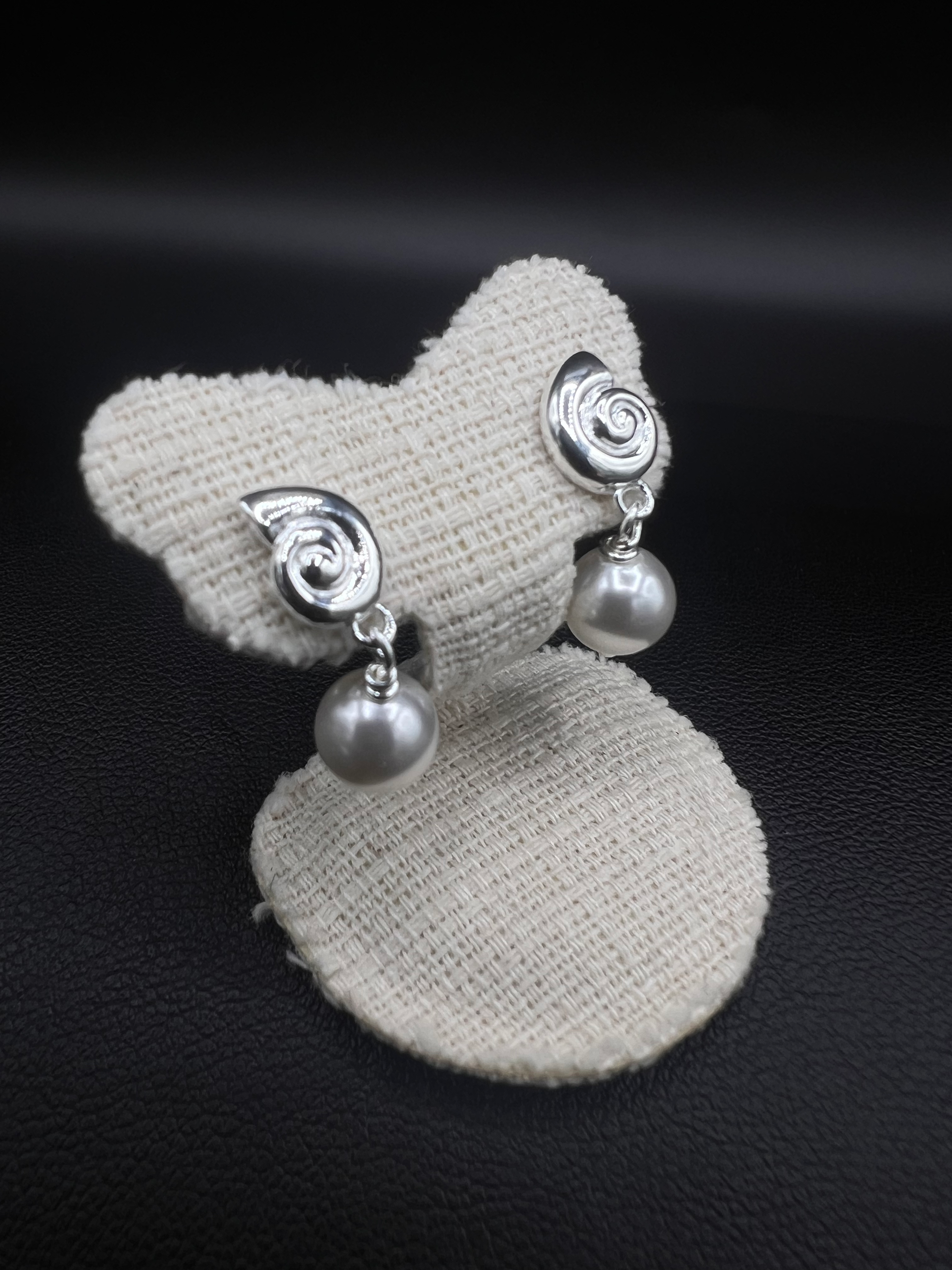 Spiral Drop Earrings with Freshwater Pearl – Sterling Silver Elegance