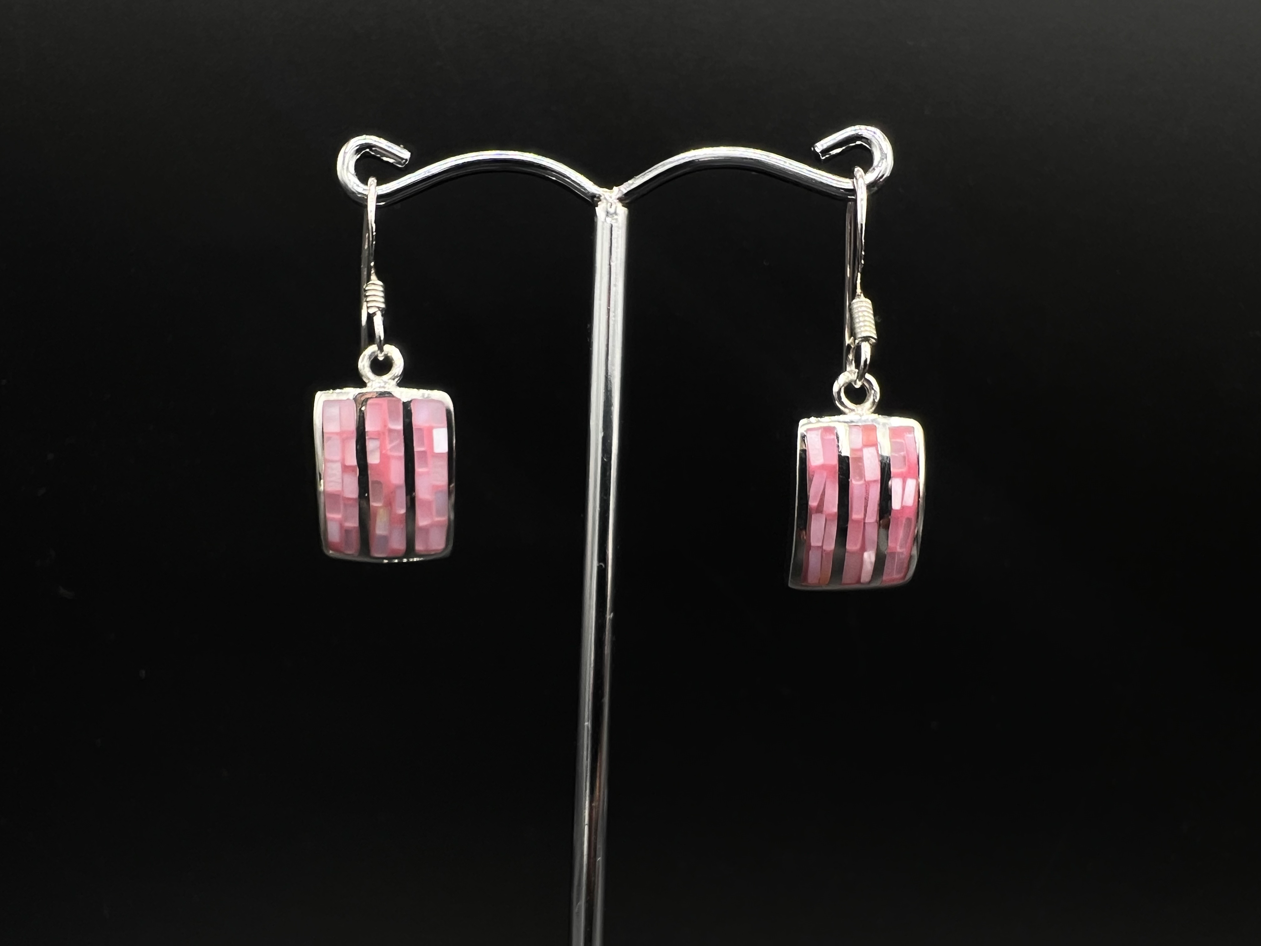 Pink Mosaic Sqaure Tile Drop Earrings | Playful and Artistic Jewellery