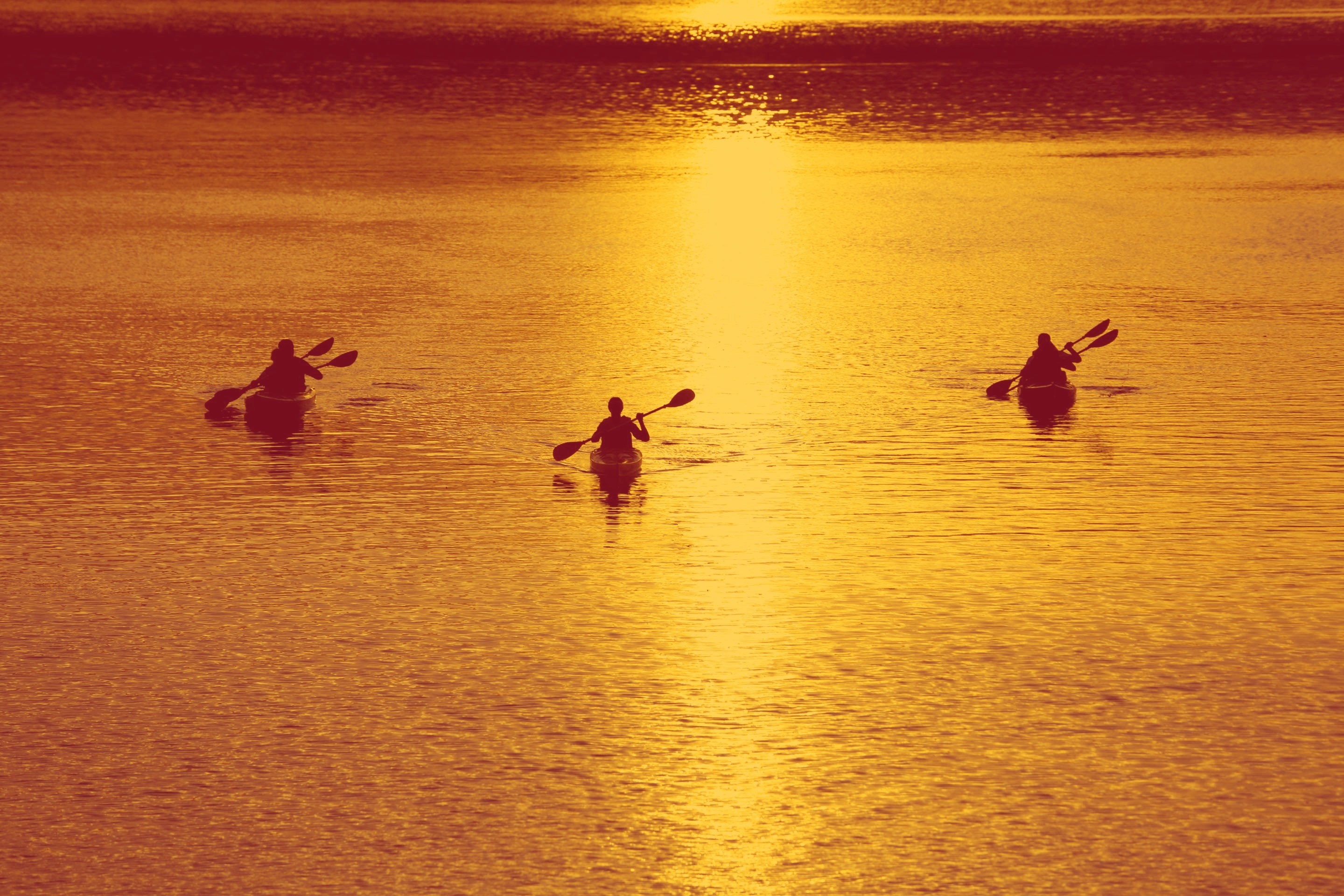 Family Kayaking at Sunset