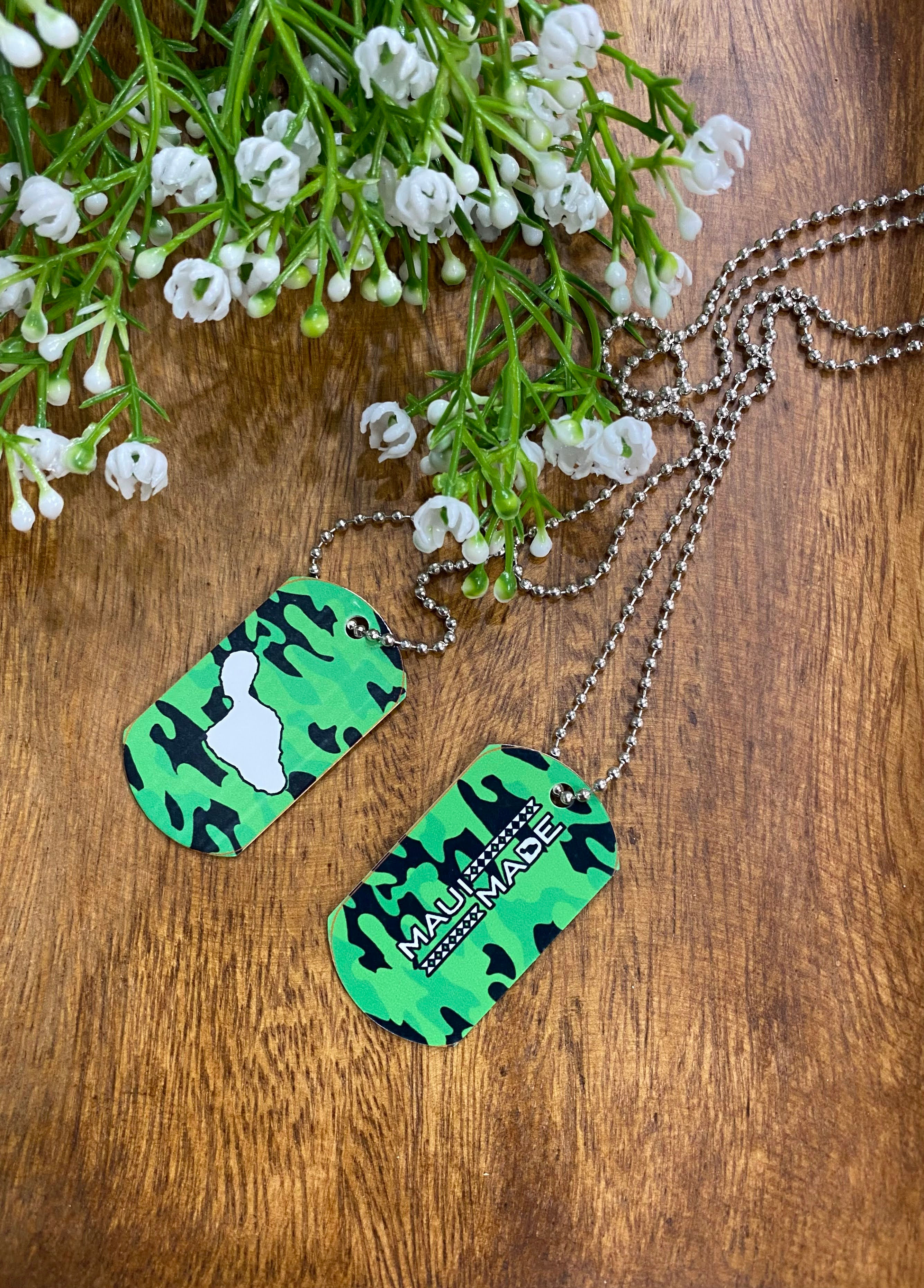 Island of Maui Dog Tag Necklace