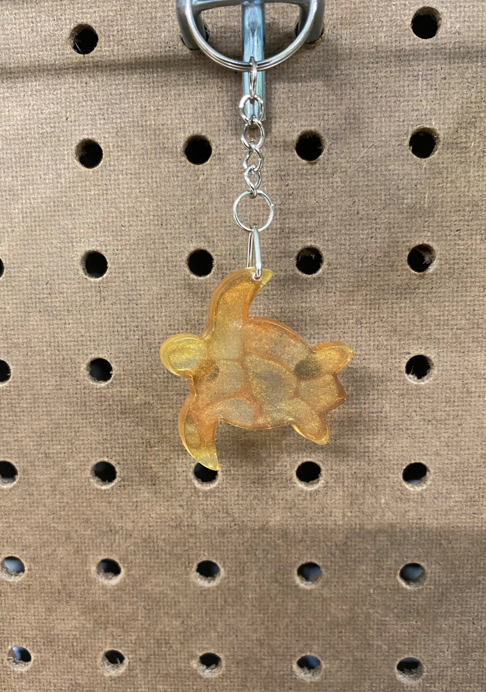Orange Turtle Charm Keychain