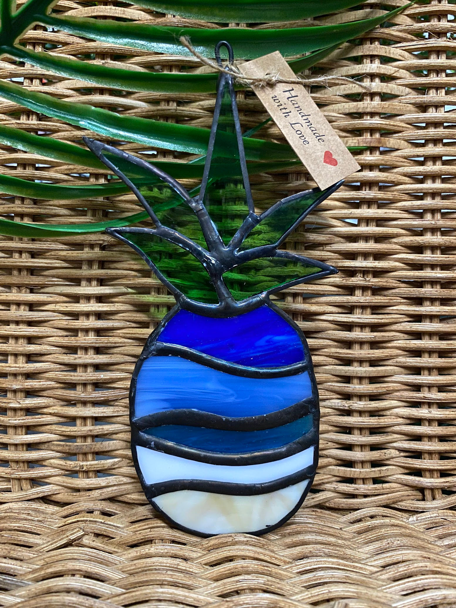 Tropical Pineapple Stained Glass Art (No. 2)