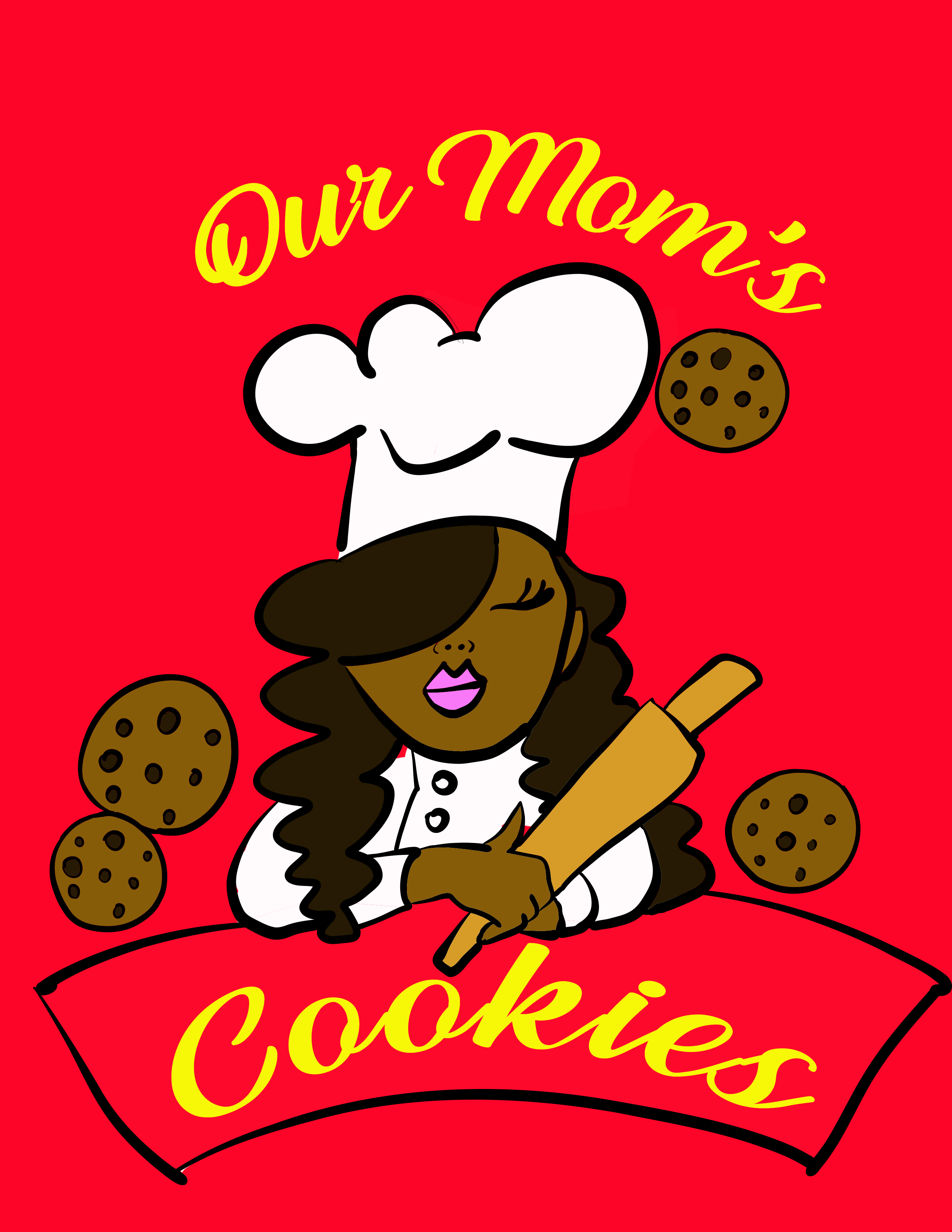 Logo displaying a charming baker character with cookies and a rolling pin.