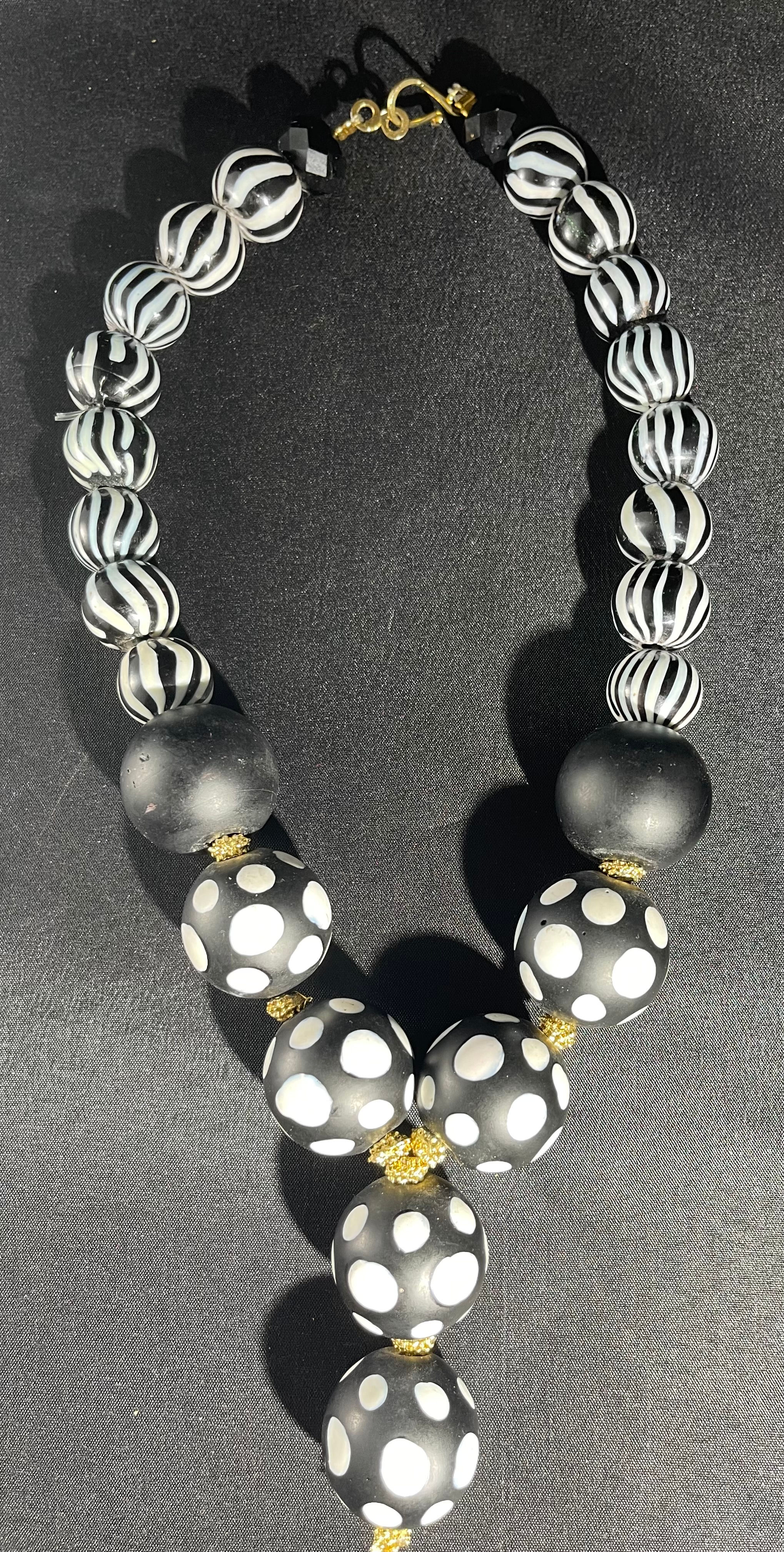 African Zebra & Dots Necklace