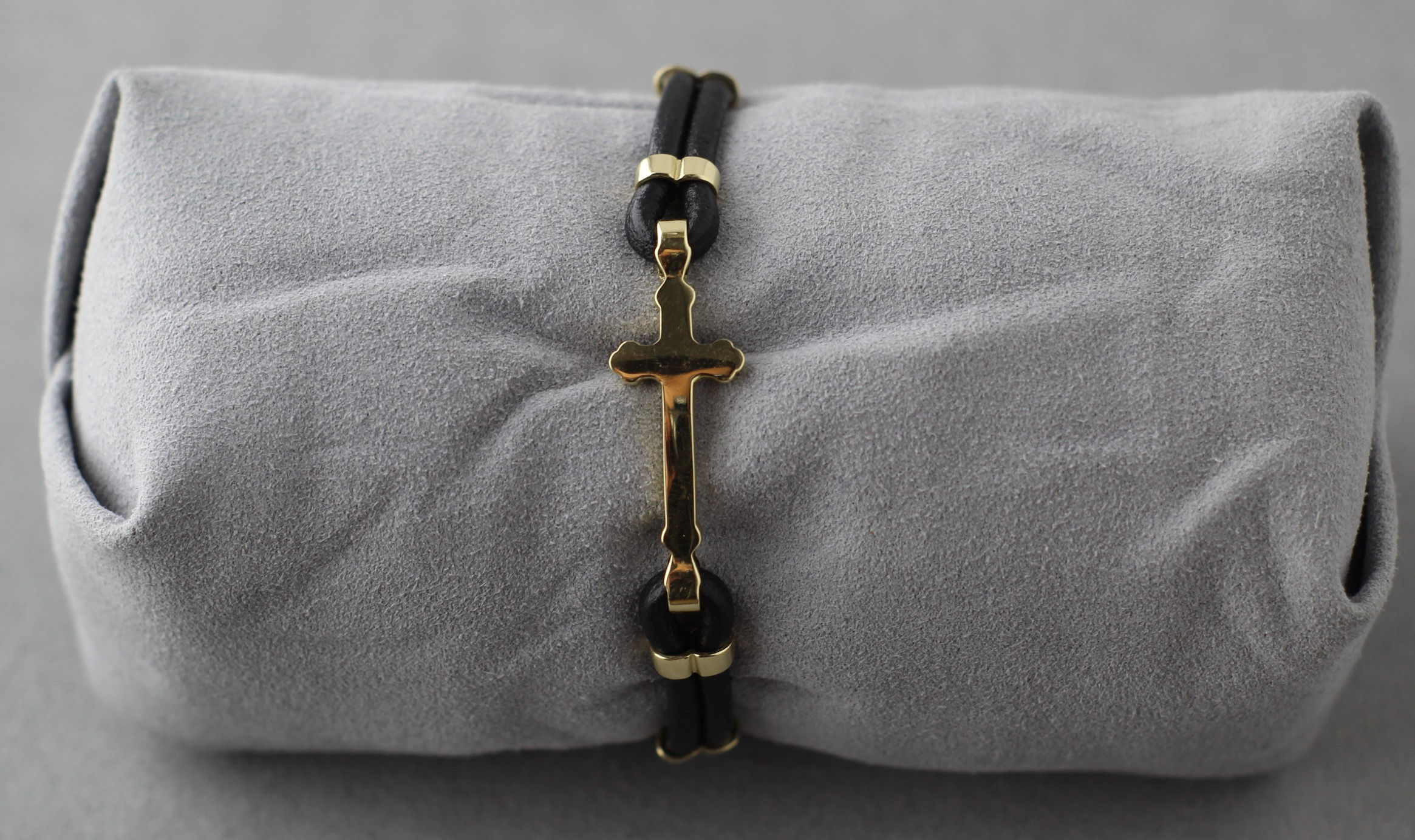 Crucifix Leather Strap Bracelet