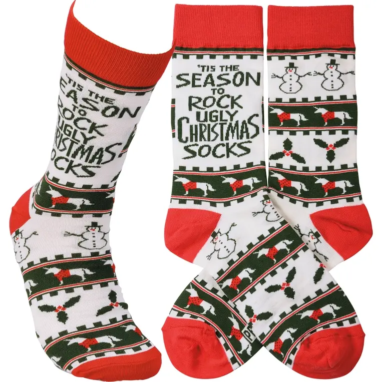 Season To Rock the Ugly Christmas Socks Socks