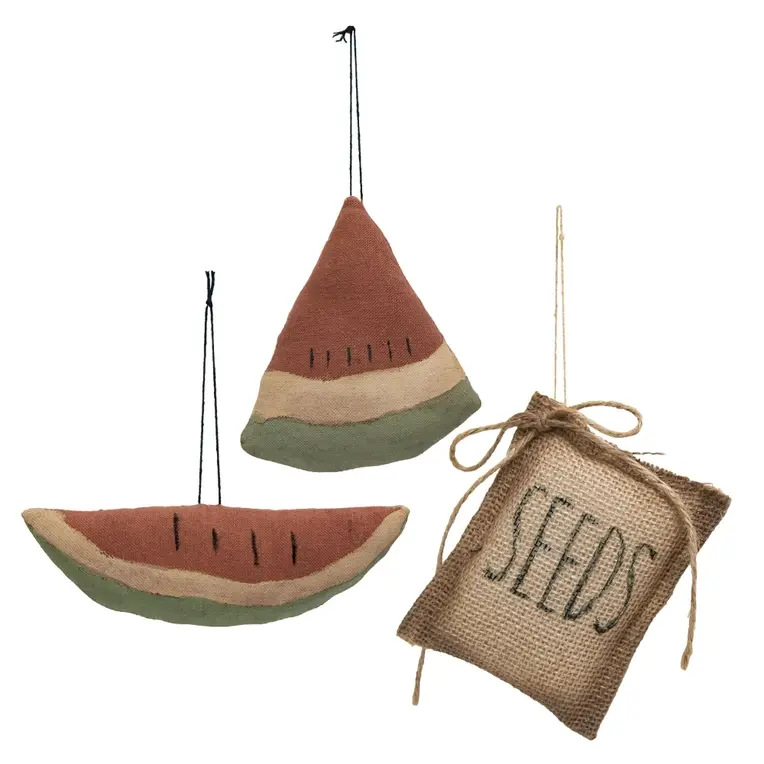 3/Set, Watermelon & Seeds Ornaments