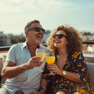 dos personas felices disfrutando de la vida