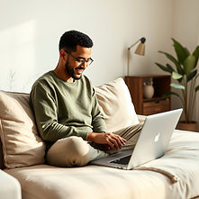 Modern, calming telehealth therapy scene