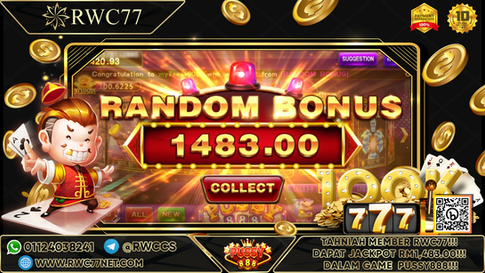 Congratulation ! RWC77 Member Get RANDOM Jackpot in PUSSY888! Good Luck !