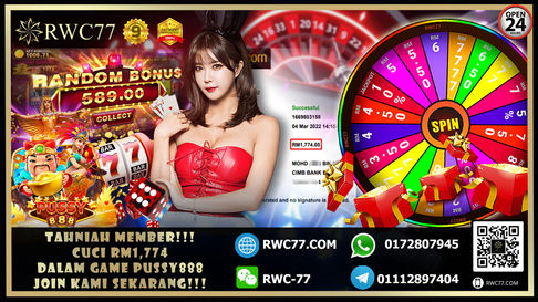 Tahniah ! Member Rwc77 cuci besar RM1,774 dalam Game PUSSY888! NASIB BAIK!