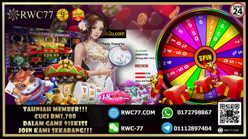 恭喜RWC77 的成员在918Kiss洗大钱RM2,700! 旺呀！！快来成为下一个幸运者！