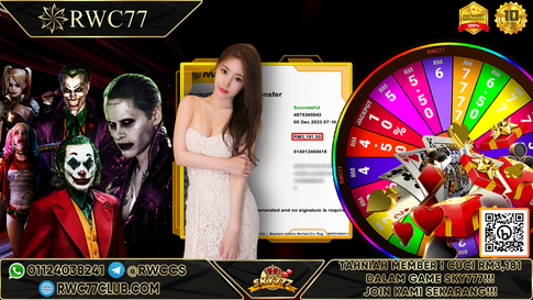 Congratulation ! RWC77 Member BIG CASHOUT  RM3,181 at SKY777 !!! Join Us To Be The Next WINNER!!!