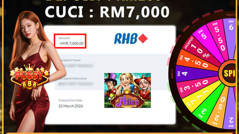 RWC77 player turns RM200 into RM7000 playing Alice slot game with successful RHB Bank withdrawal