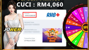 Player wins RM4060 from Lucky God slot game after RM180 deposit with successful withdrawal via RHB Bank transaction.