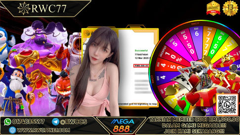 Tahniah ! RWC77 Member dapat Cuci Besar RM8,000.00 Dalam Game MEGA888!! Cepat Datang Register Sekarang!!!!!