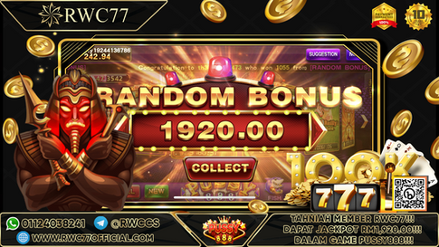 Tahniah ! Member Rwc77 mendapat  MAJOR JACKPOT dalam Game PUSSY888! Nasib Baik!