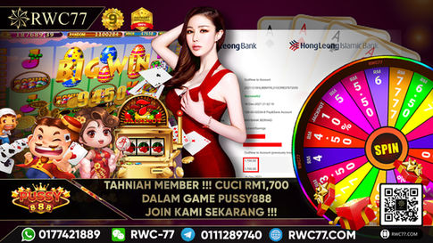 Congratulation ! RWC77 Member BIG CASHOUT RM1,700 at PUSSY888!!! Join Us To Be The Next WINNER!!!!!