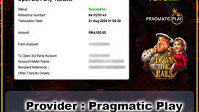 RM4,850.60 successful withdrawal from Down The Rails™ Pragmatic Play slot game via Maybank transfer