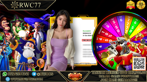 Congratulation ! RWC77 Member BIG CASHOUT RM2,980.00 at PUSSY888 !!! Join Us To Be The Next WINNER!!!!!