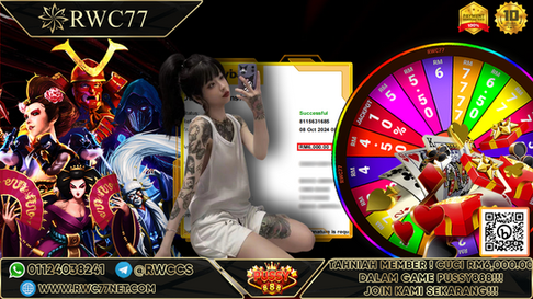 Congratulation ! RWC77 Member BIG CASHOUT RM6,000.00 at PUSSY888!! Join Us To Be The Next WINNER!!!!!
