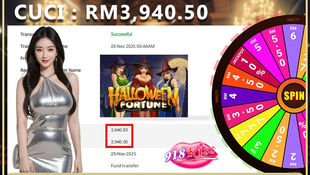Tahniah ! RWC77 Member dapat Cuci Besar RM3,940.50 Dalam Game 918KISS!! Cepat Datang Register Sekarang!!!!!