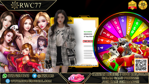 Congratulation ! RWC77 Member BIG CASHOUT RM5,500.00 at 918KISS!! Join Us To Be The Next WINNER!!!!!