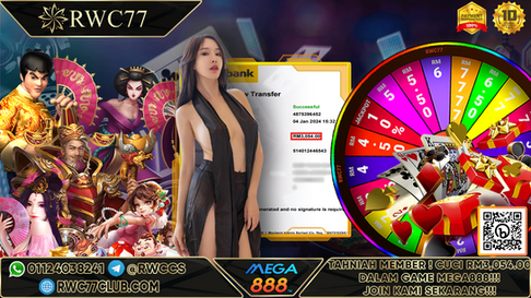 Tahniah! Ahli RWC77 Cuci BESAR RM3,054 di MEGA888 !!! Sertai Kami Untuk Menjadi PEMENANG Seterusnya!!!!!