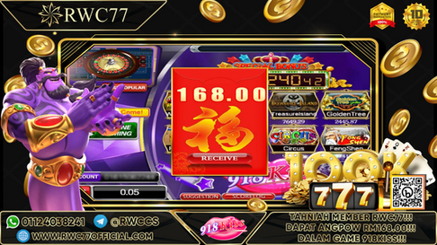 Congratulation ! RWC77 Member Get  ANGPOW in 918KISS ! Good Luck !