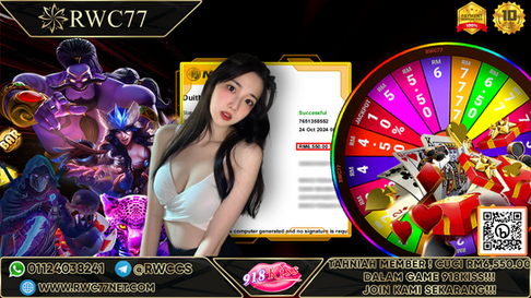 Congratulation ! RWC77 Member BIG CASHOUT RM6,550.00 at 918KISS !! Join Us To Be The Next WINNER!!!!!