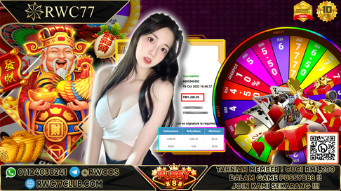 Tahniah! Ahli RWC77 Cuci BESAR RM1,200 di PUSSY888! Sertai Kami Untuk Menjadi PEMENANG Seterusnya!