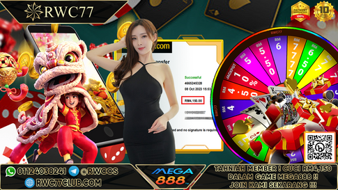 Congratulation ! RWC77 Member BIG CASHOUT  RM4,150 at MEGA888  !!! Join Us To Be The Next WINNER!!!